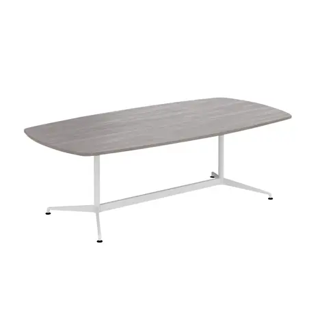 Loft Barrel Table - 2400 - Single Frame - White - Grey Oak